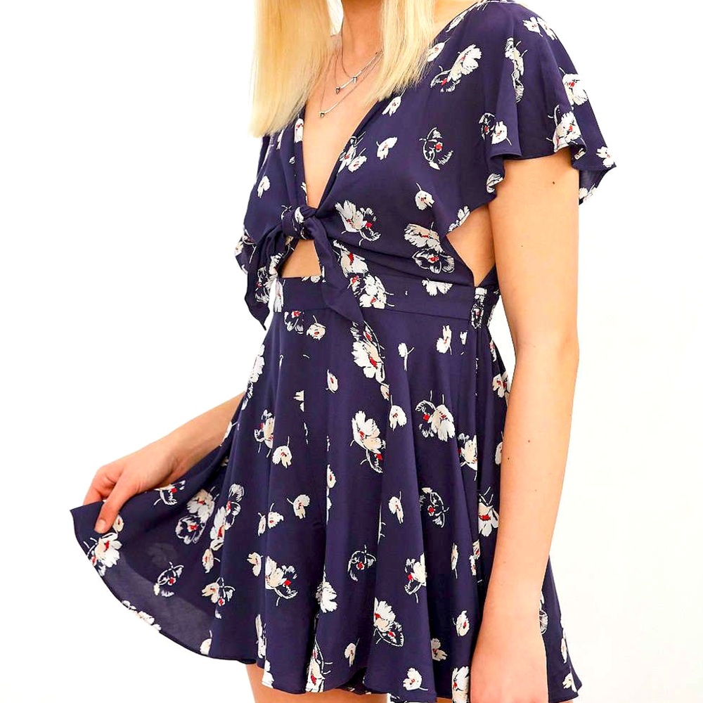 Kimchi Blue navy floral romper